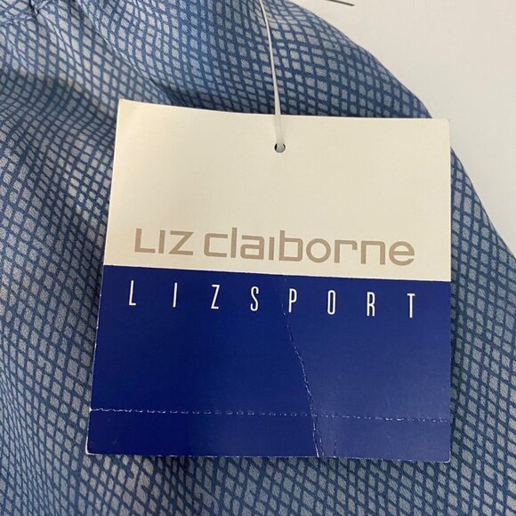 Liz Claiborne Liz Sport Elastic Waist Pull On Wide Leg Blue and White Pants Size - Picture 3 of 11